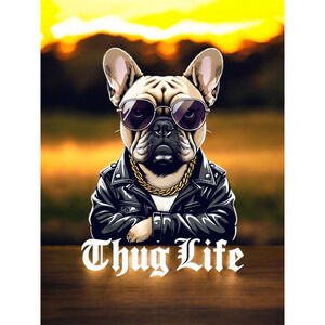 Wall Art Print French Bulldog Thug Life Cartoon Decor Work Bedroom Office